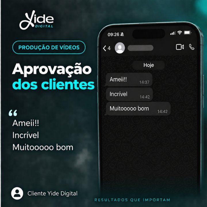Aprovação de clientes sobre vídeos: amei, incrível, muito bom